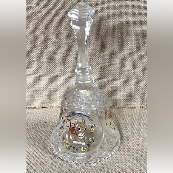 Vintage Bunny Rabbit Crystal Bell Holiday Easter Cottage Core Woodland Animal - Picture 3 of 6